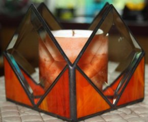 orange candle holder with beveled sides