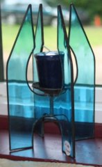 blue candle holder