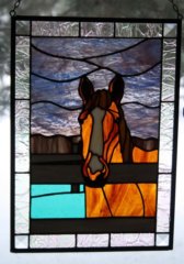 horse with crackel glass border
